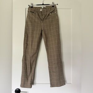 Frame Denim Brown Plaid Le High Straight Leg High Waist Jeans Womens Size 25